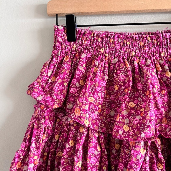 LoveShackFancy Ruffle Mini Skirt  | Cherry Wine | Size Small - Picture 7 of 14